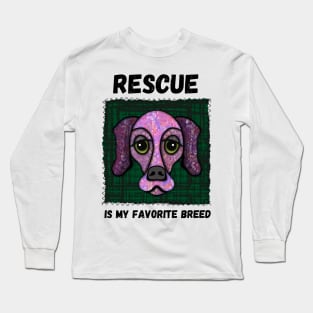 Rescue Is My Favorite Breed Dark Green Pink Dog Long Sleeve T-Shirt